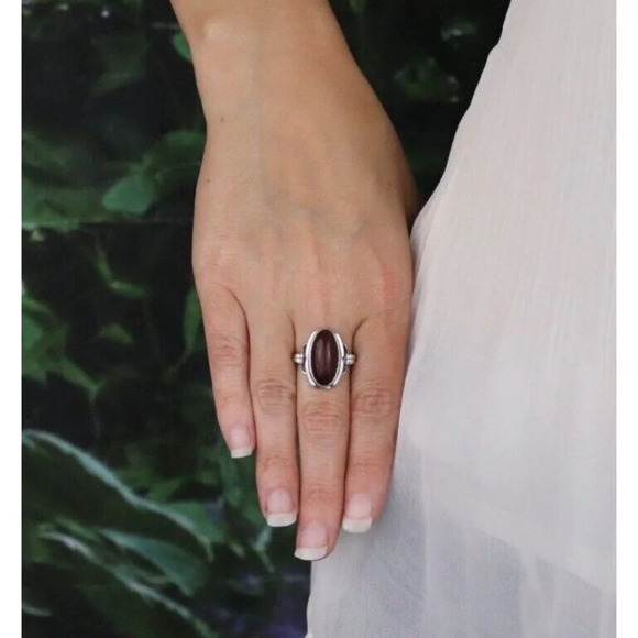 14K White Gold Carnelian Ring Size 7 1/2 - Picture 2 of 8